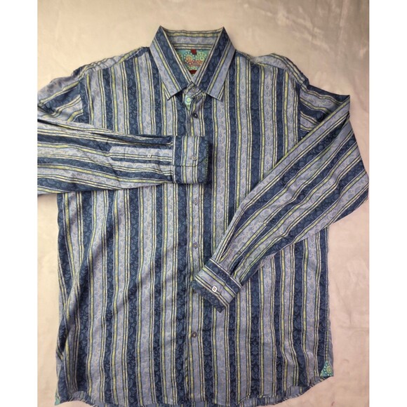 Visconti Men's XL Blue Stripe Long Sleeve‎ Button Down Shirt - Picture 1 of 9